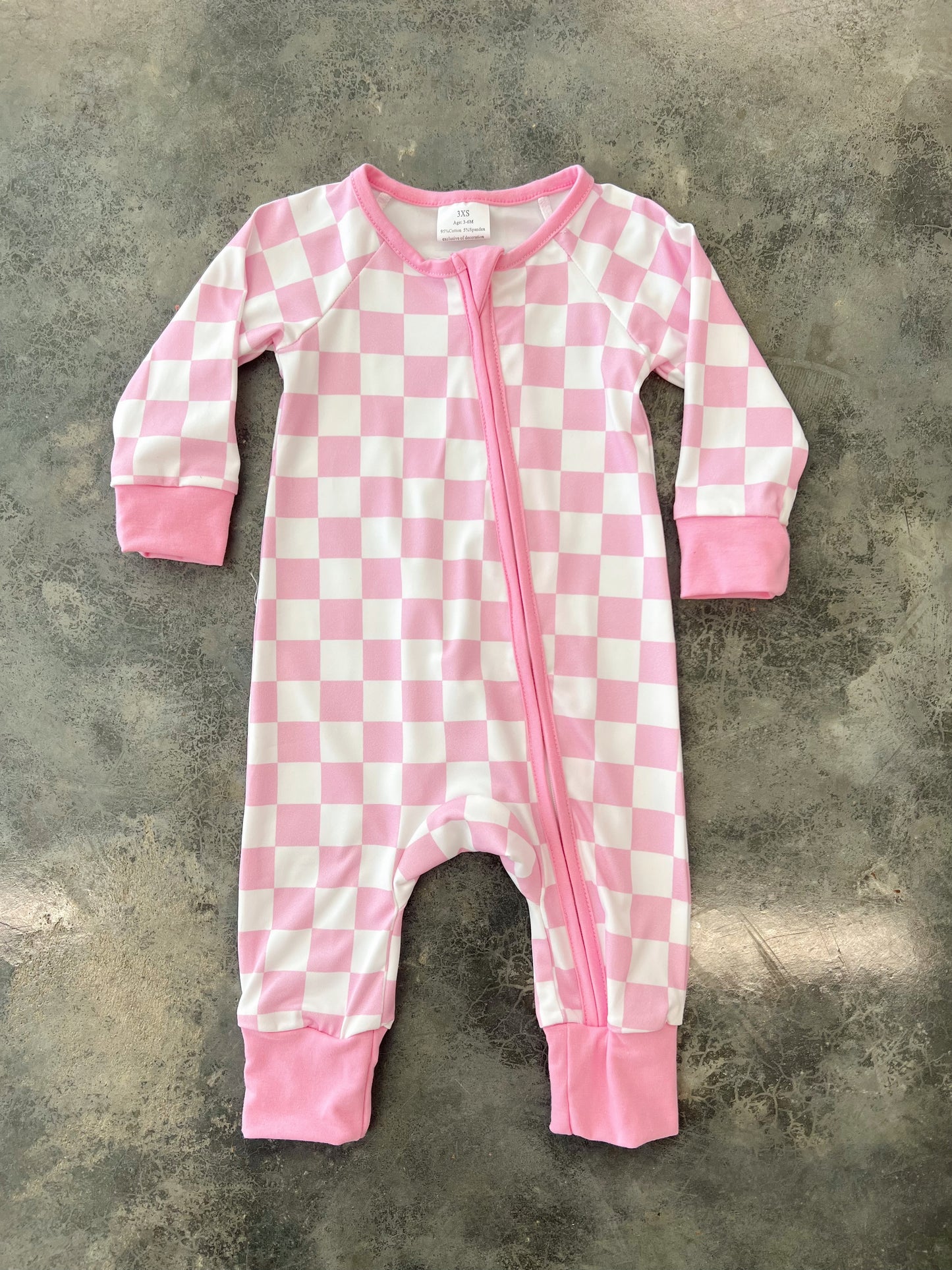 Baby Girl Checkered Zip Romper