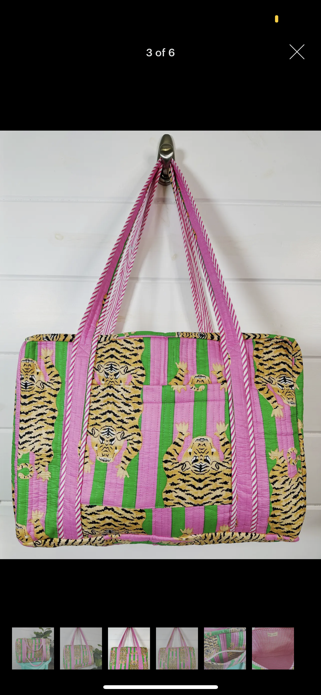 Quilted Duffle Bag | Pink/Green Tiger