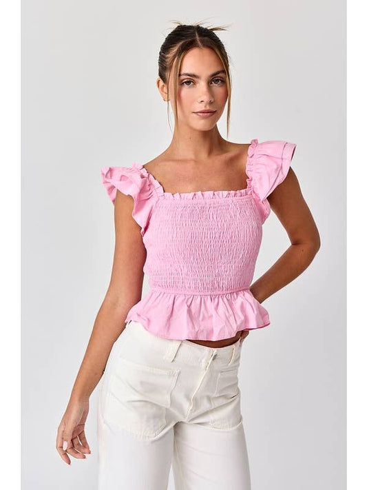 The Riley Ruffle Top | Pink