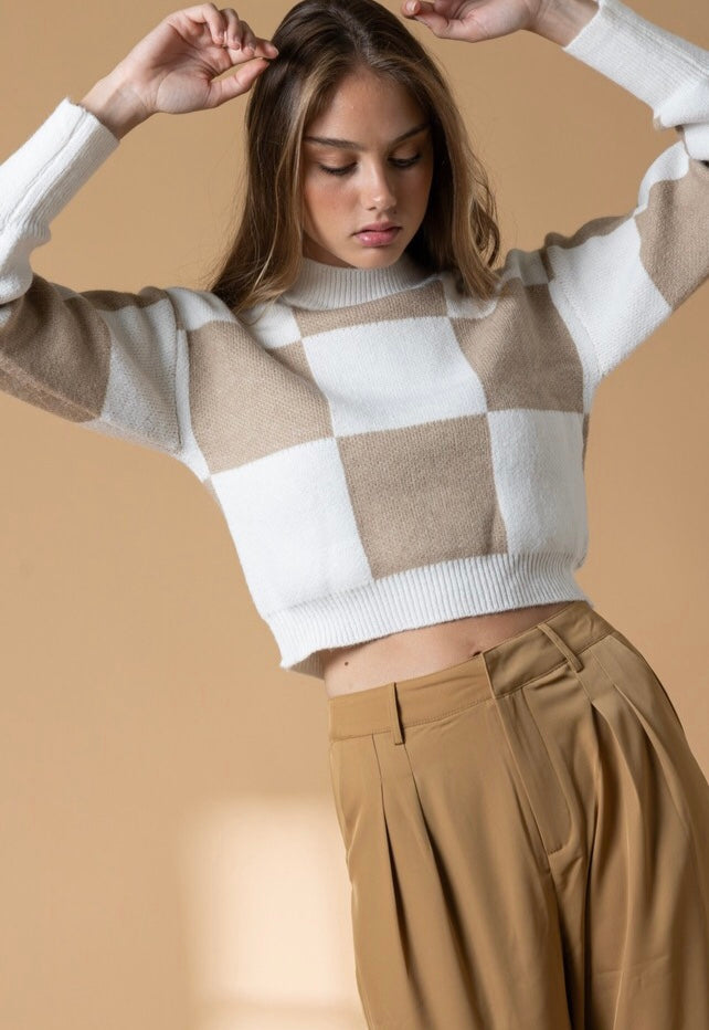 Taupe Checker Sweater