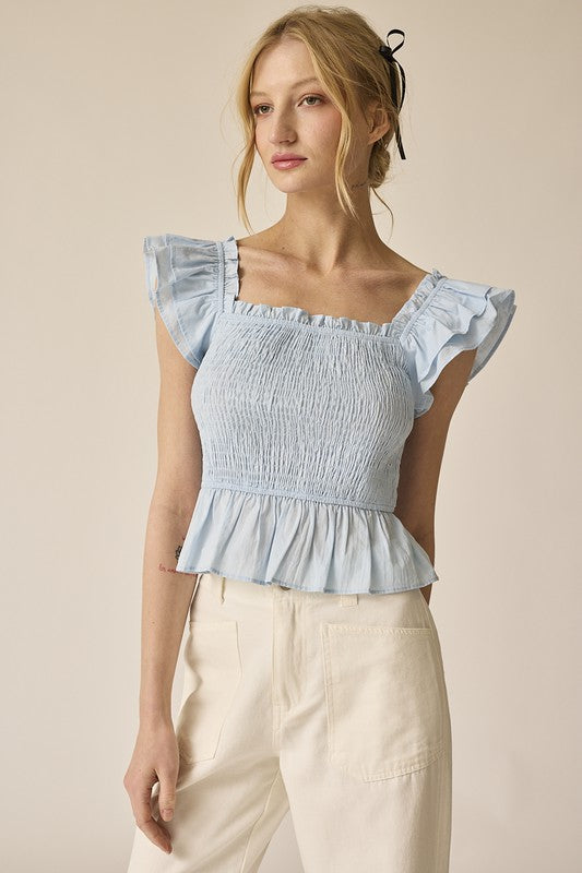 The Riley Ruffle Top | Blue
