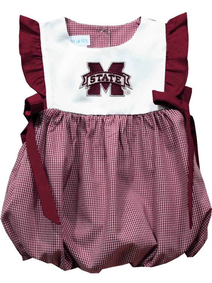 MSU Bulldogs Embroidered Gingham Girls Bubble