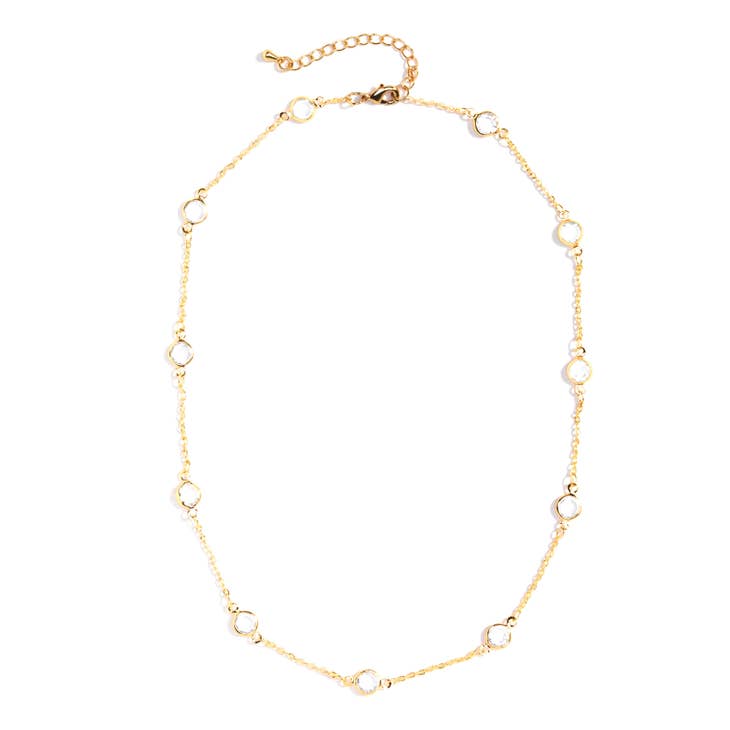 Gold Plated Crystal Accented Necklace