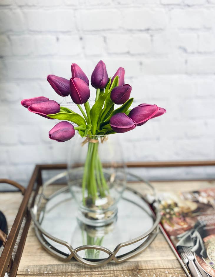 Silk Tulip Bud Bouquet | Fuchsia Purple